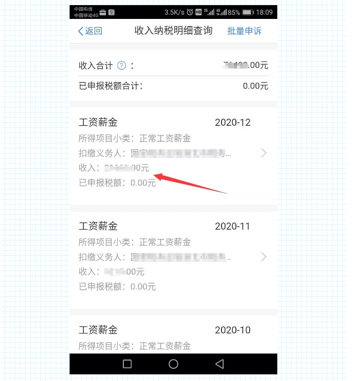 如何查詢我的2020年度收入納稅額？