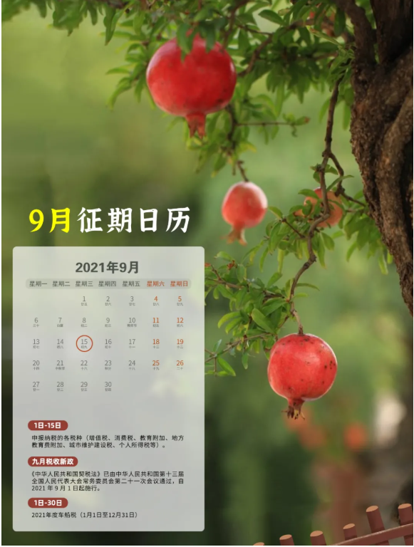 九月征期日歷來(lái)啦！??！