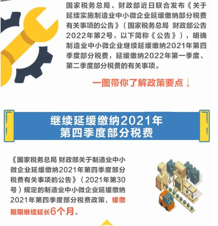 @制造業(yè)中小微企業(yè)：繼續(xù)緩繳稅費(fèi)！一圖讀懂政策要點(diǎn)