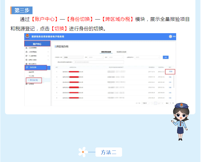 電子稅務局如何切換跨區(qū)域納稅人身份？